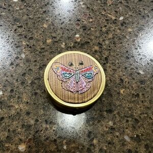 Fossil Gold and Brown Butterfly Jewelry/Pill Case